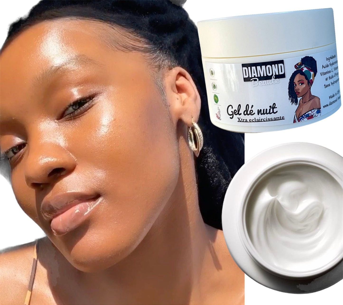 Gel hydratant visage nuit - Diamond Beaute